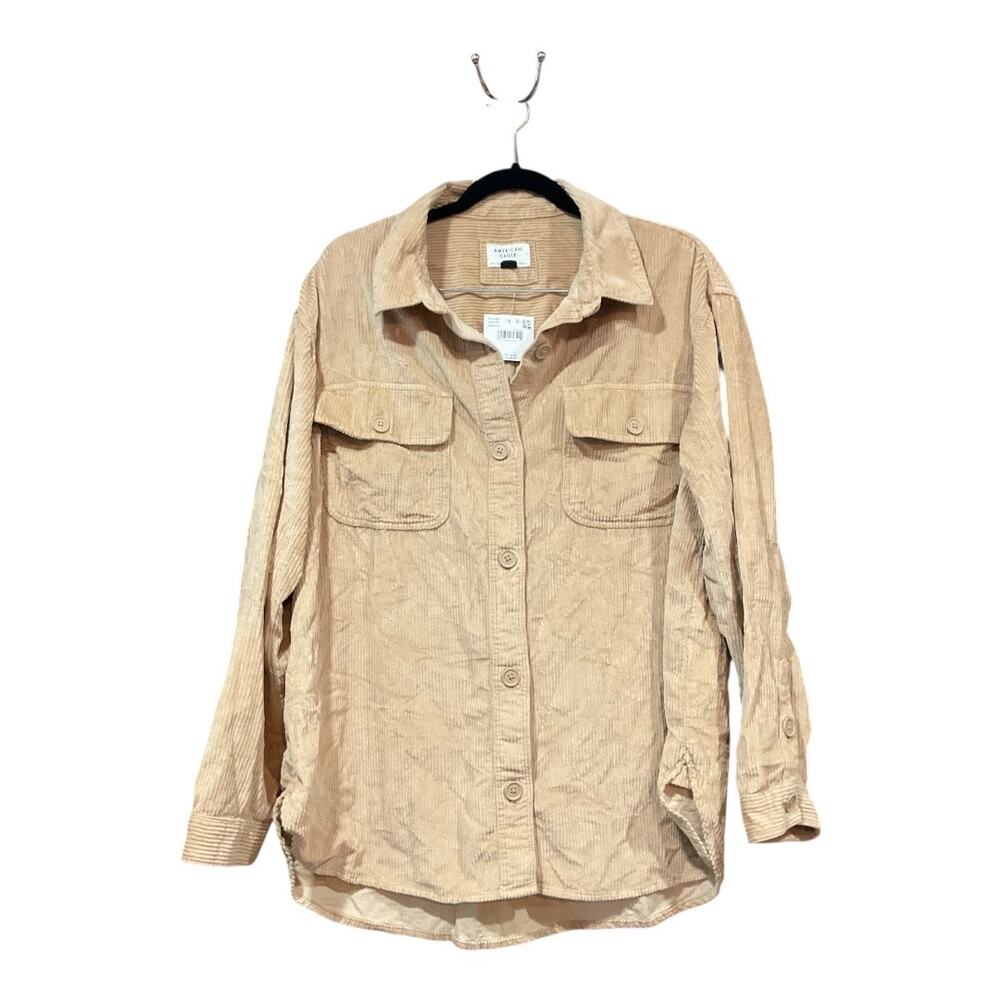 American Eagle Corduroy Shacket Top Women XL Tan NWT